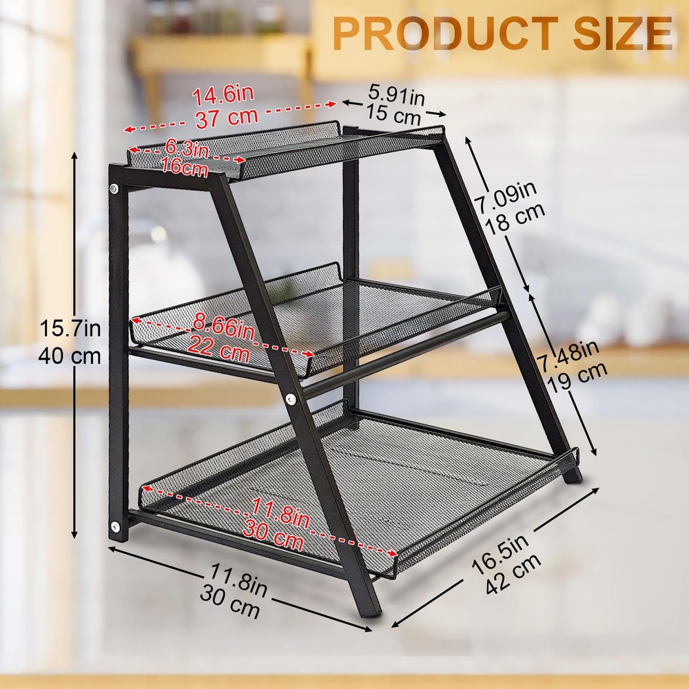 Candy Display Rack with Pull-out Tray, 3-Tire Snack Organizer for Countertop ...