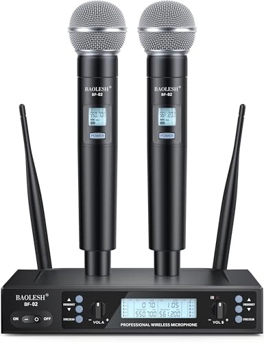 BAOLESH UHF WIRELESS MICROPHONE SYSTEM 2 HANDHELD BAOLESH-BF-02 - BLACK
