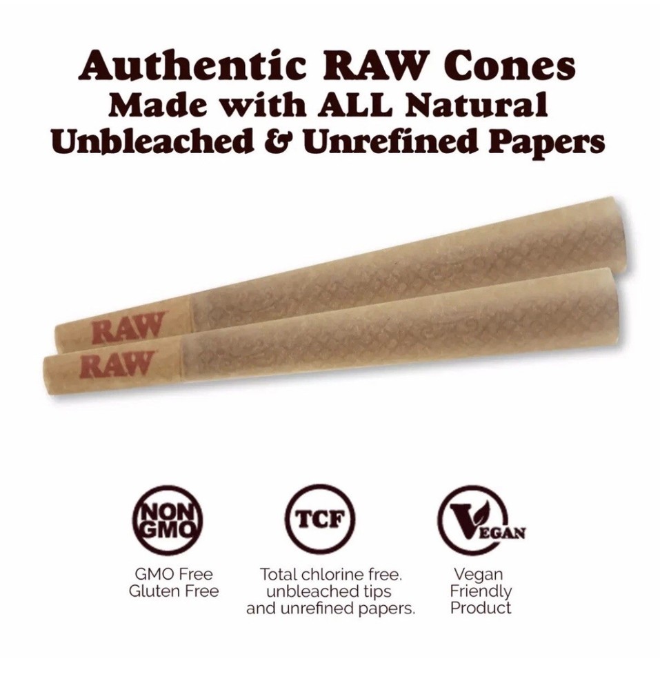 Raw rolling paper single Size 70/24 Pre Rolled Cone + Lighter