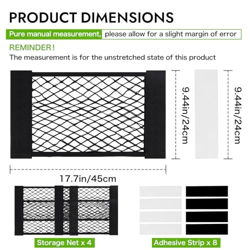 4PCS RV Cargo Storage Mesh Net,Elastic Stretchable Netting Pocket with 8