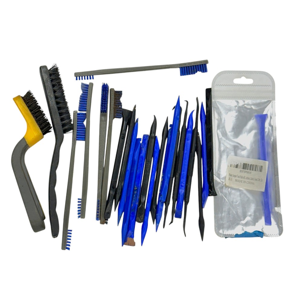 8448462 Mixed Narrow Nylon Stripper Brush and Plastic Scraper Tools, 25 Pcs