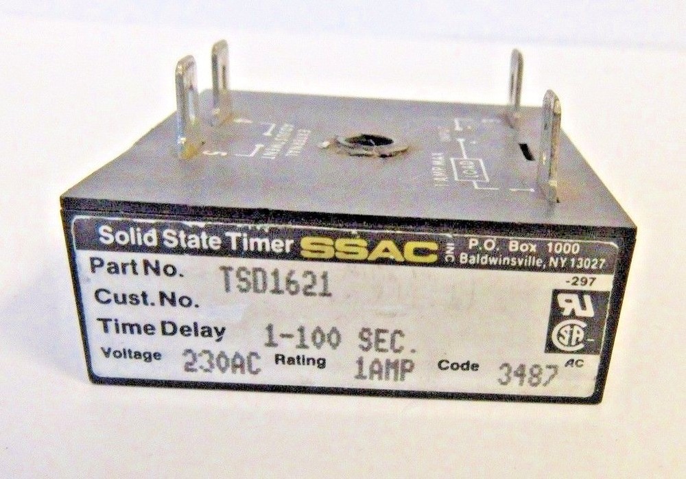 SSAC TSD1621 SOLID STATE TIMER 1-100 SECONDS 230VAC 1A USED