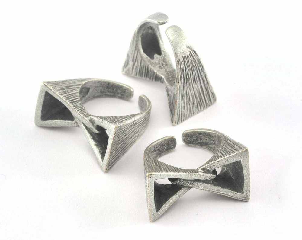 Antique Silver Plated Adjustable Ring brass 17mm 6.5US innsize Adjustable 3598