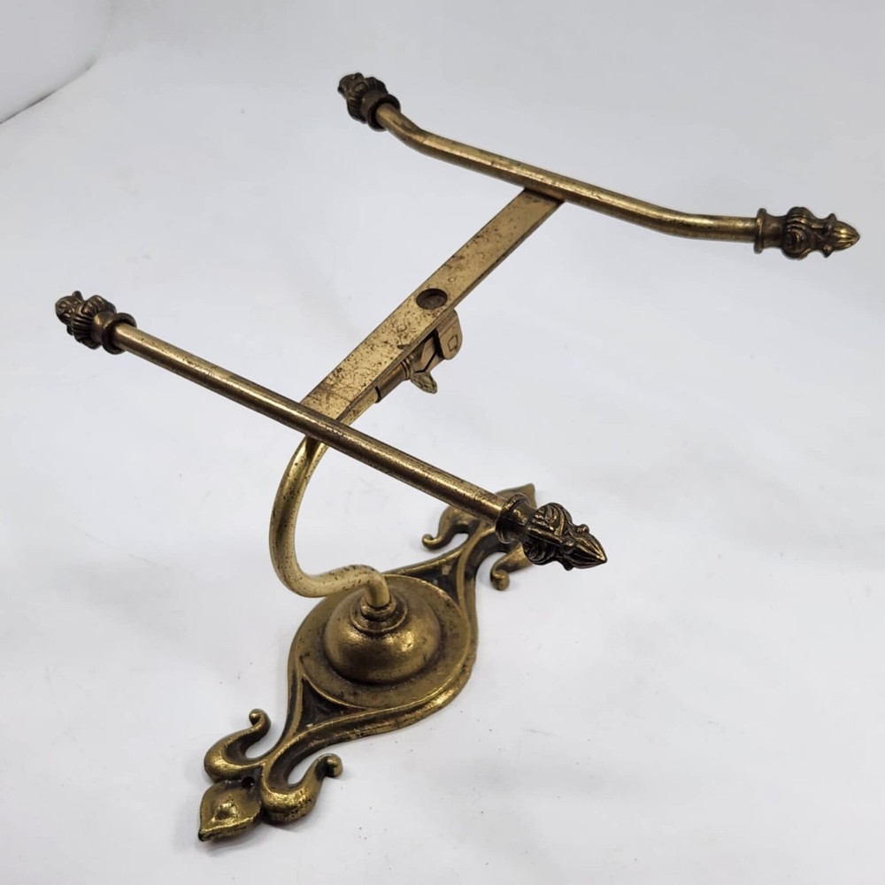 Antique Victorian Solid Brass Hat Coat Rack Hall Tree Wall Mount Early 1900s DA