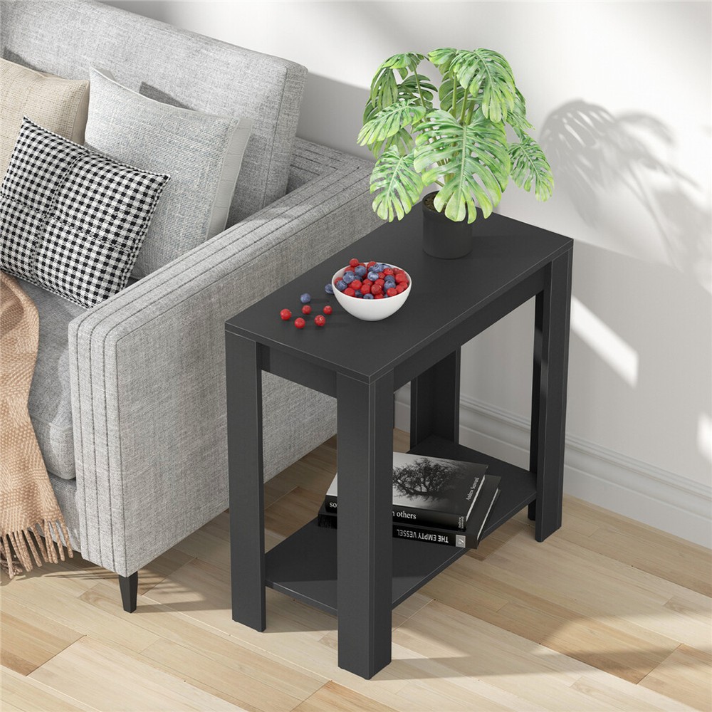 Black Thicken Wood Side Table Bedside Sofa End Table Living Room Display Table
