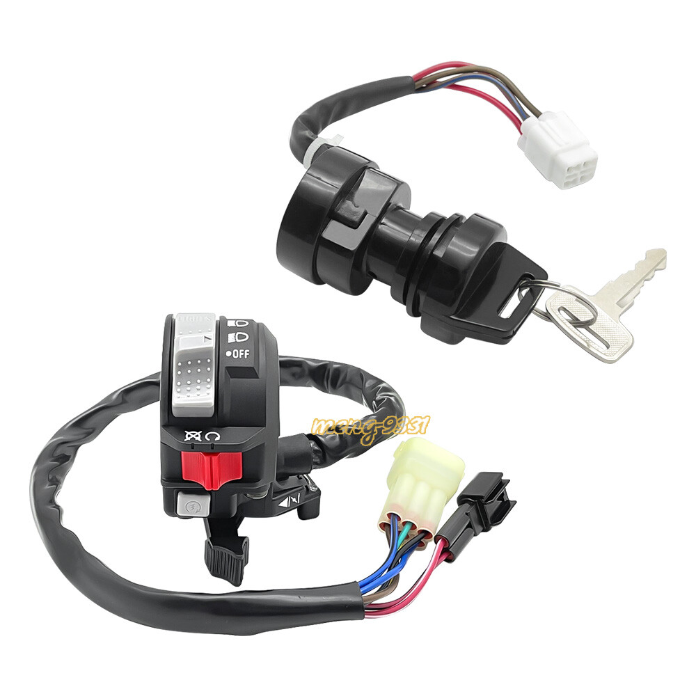 Left Handlebar Start Stop Switch & Ignition Key Switch for Yamaha Kodiak 400 450