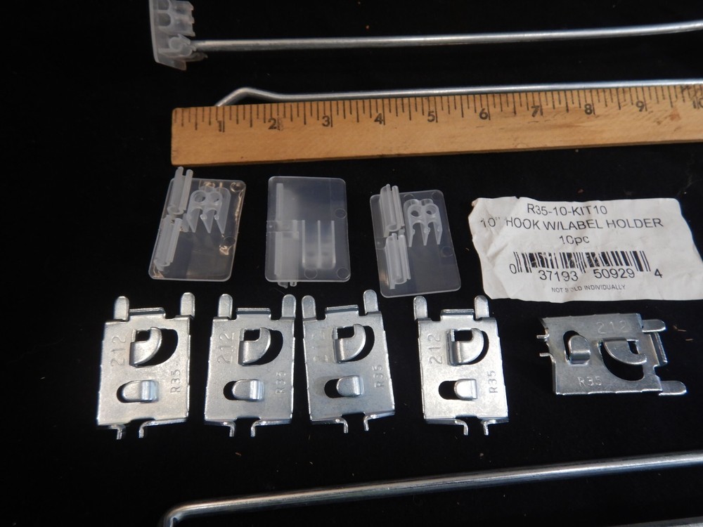 50 Pack 10" Hook with Label Holder for Pegboard Retail Display Use