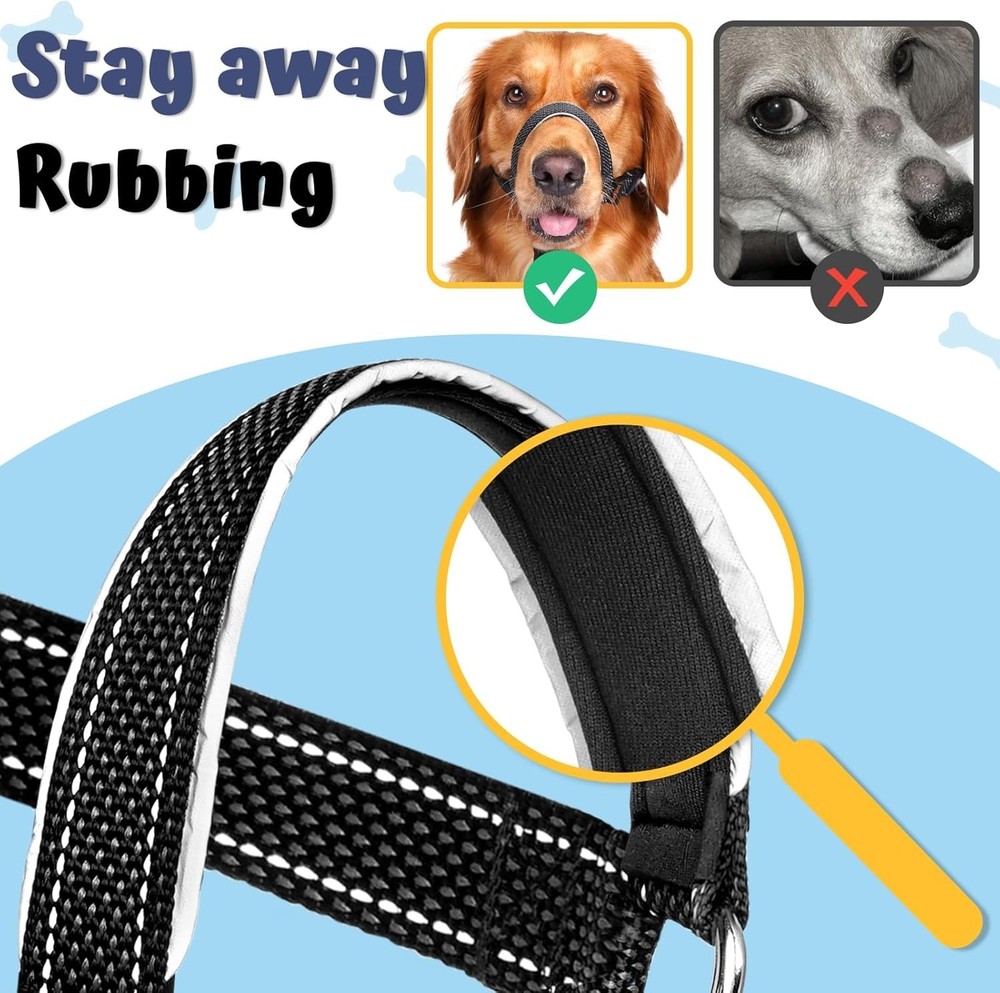 Dog Head Collar, Soft No Pull Head Halter, Reflective Muzzle Leash