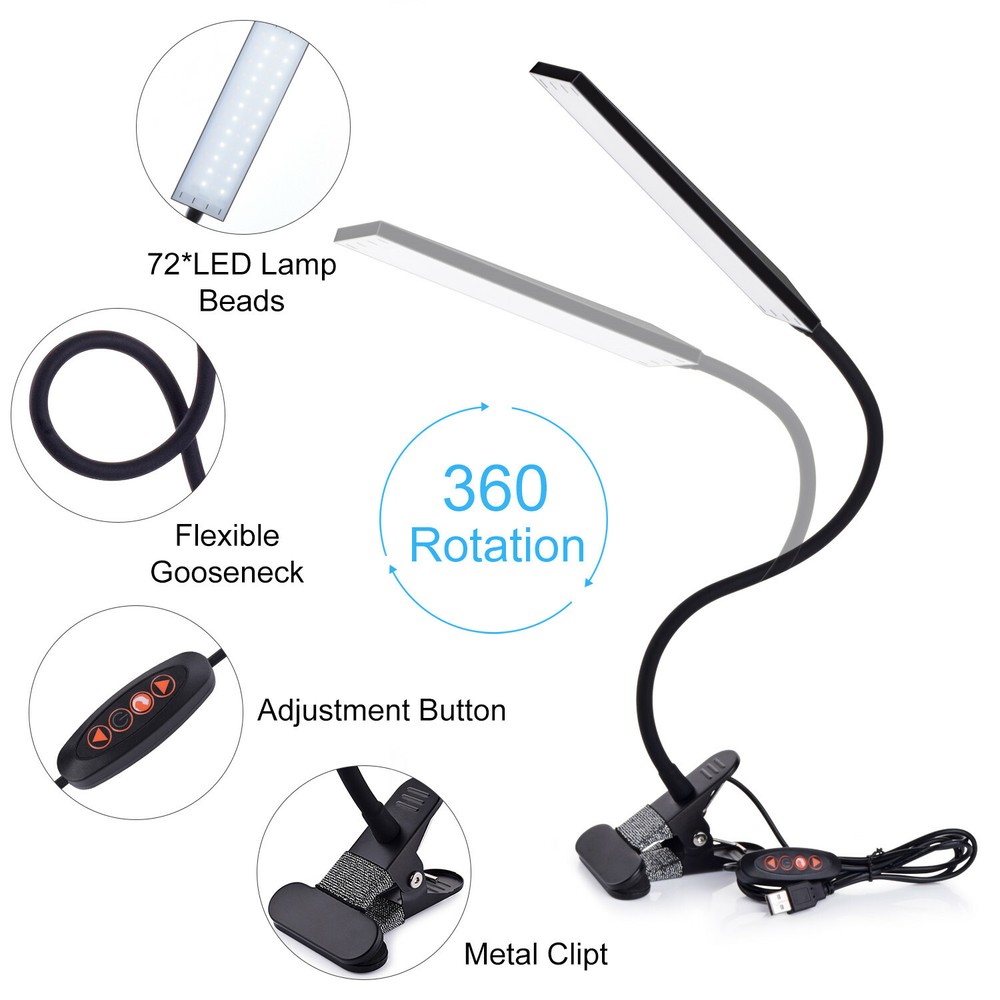 14LED Brightness 310lm Clip-On Book Light Adjustable Diffused Reading Lamp