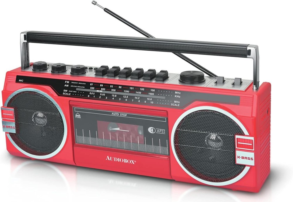 Audiobox Retrobox Cassette Player and Bluetooth Speaker (Red)
