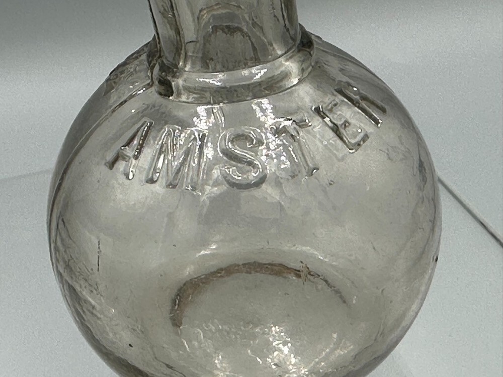 1913 STOCKING DARNER - AMSTER Glass CANDY CONTAINER Antique E&A 703