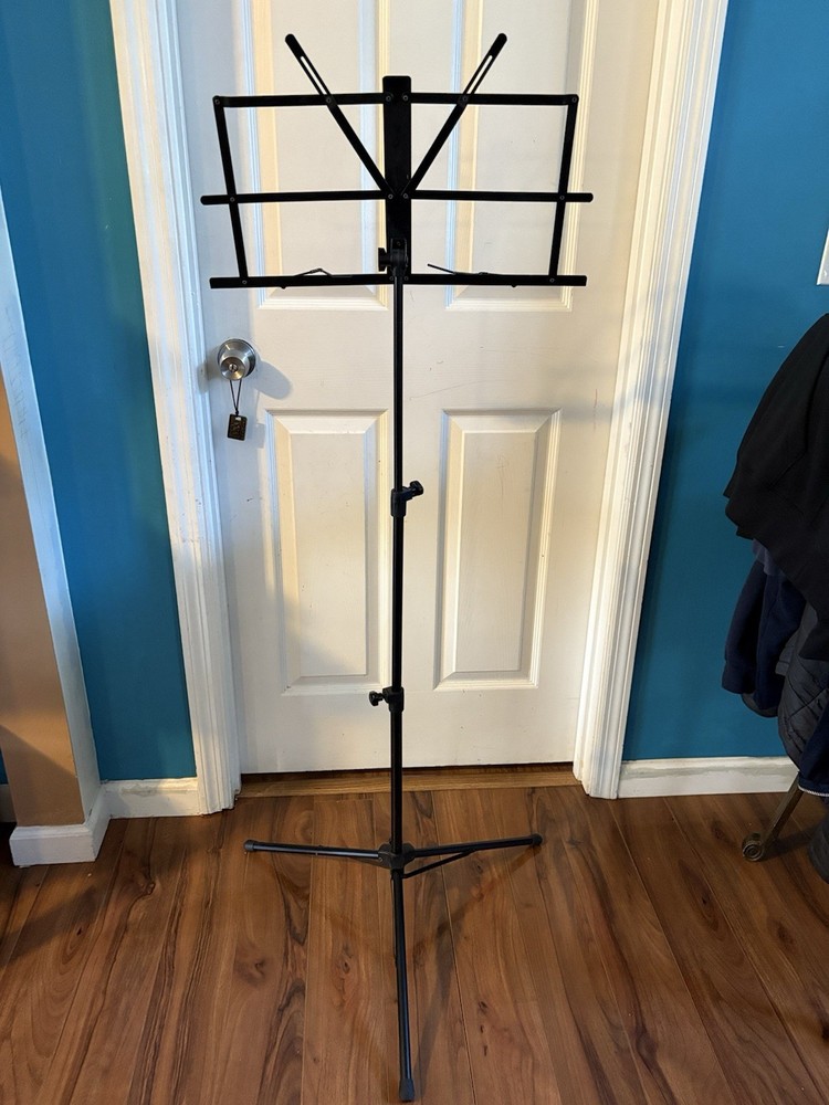 Folding Music Stand - adjustable height, metal / black