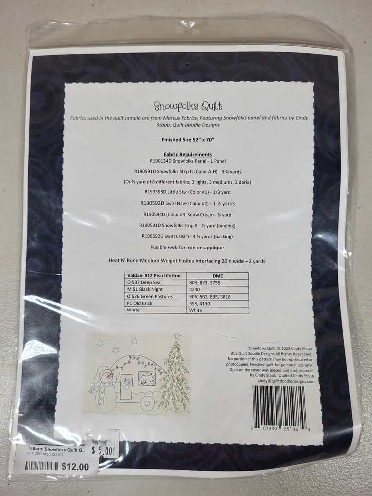Snowfolks Quilt Pattern Marcus Fabrics QD-513