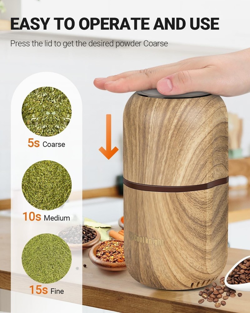 Large Capacity Electric Spice Grinder with Safety Features & Visual Lid