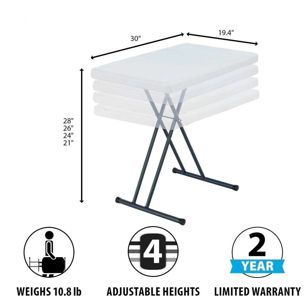 30" Personal Rectangle Folding Table, Indoor/Outdoor, White (28241)