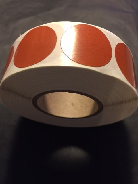 1" Round BROWN Circle LABELS 1000 PER ROLL GREAT STICKERS