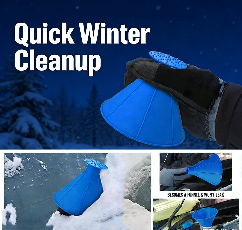 Car Windshield Snow/Ice Remover: Multi-Use Funnel Tool – Quick Winter Cleanup