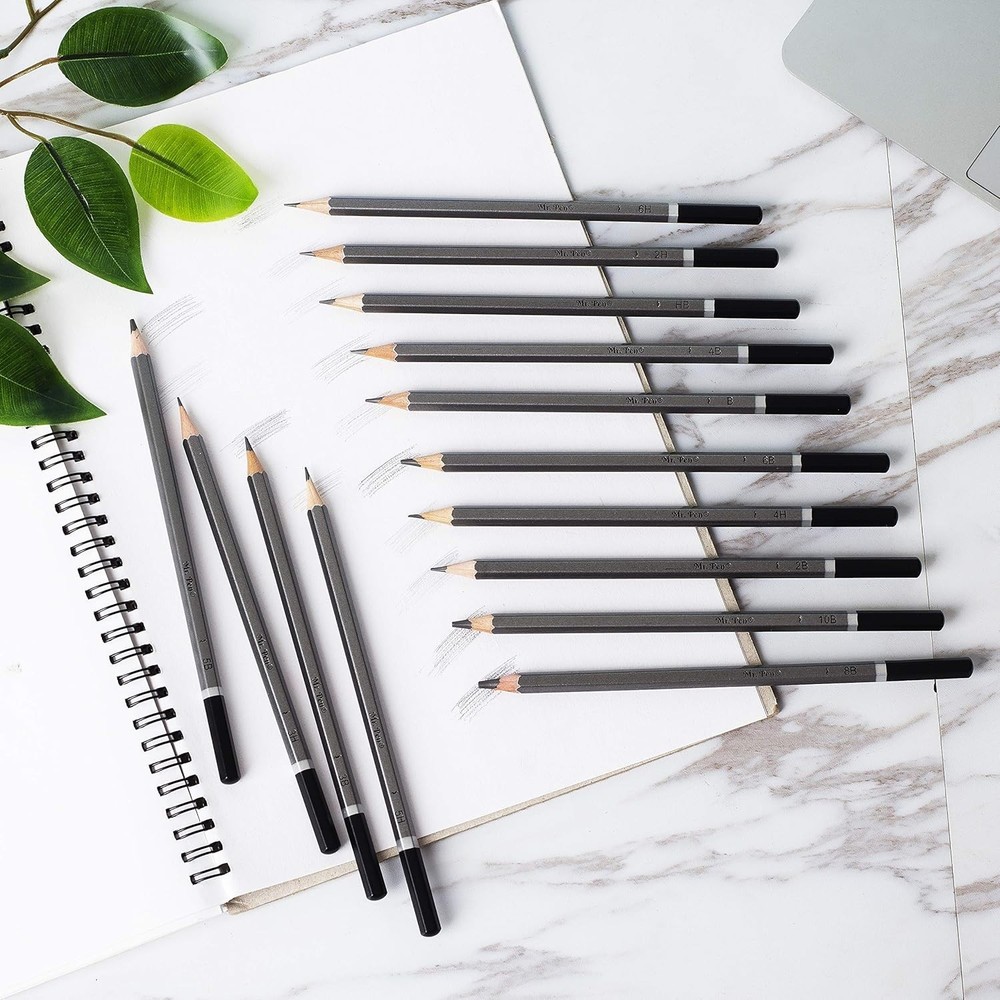 Durable 14-Count Graphite Sketch Pencils with Comfortable Grip & Medium Point