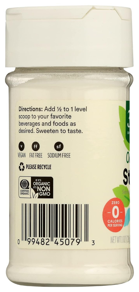 , Organic Stevia Powdered Extracount, 1 Ounce