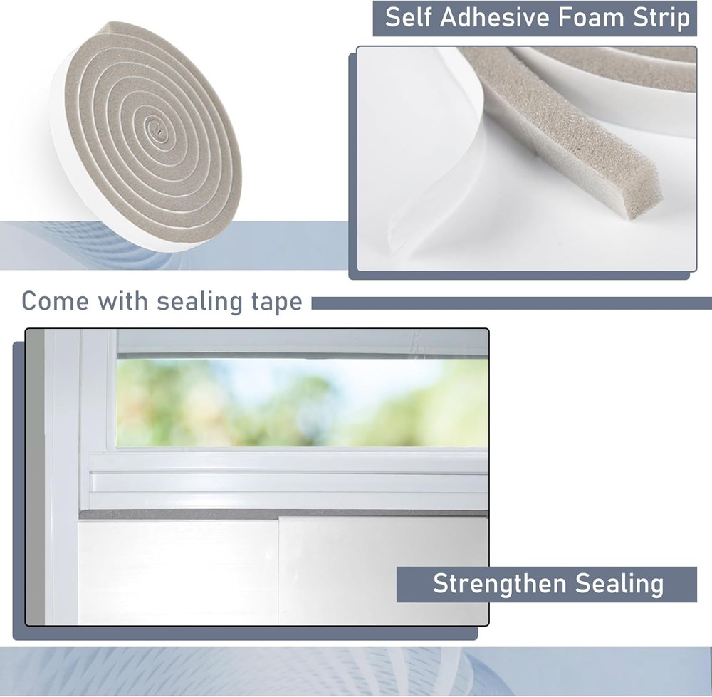 Dual Hose Portable Air Conditioner Window Kit, Adjustable Window