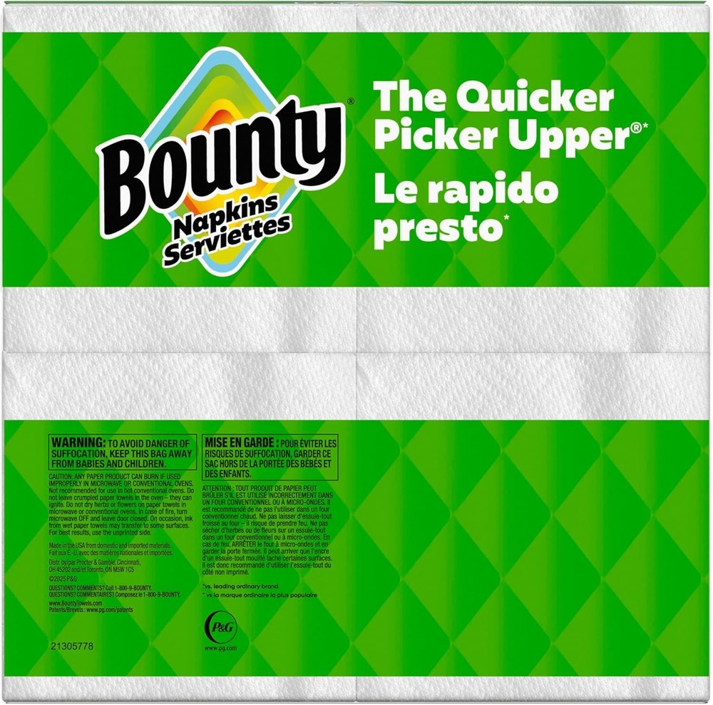 Bounty Paper Napkins, White, 400 Count