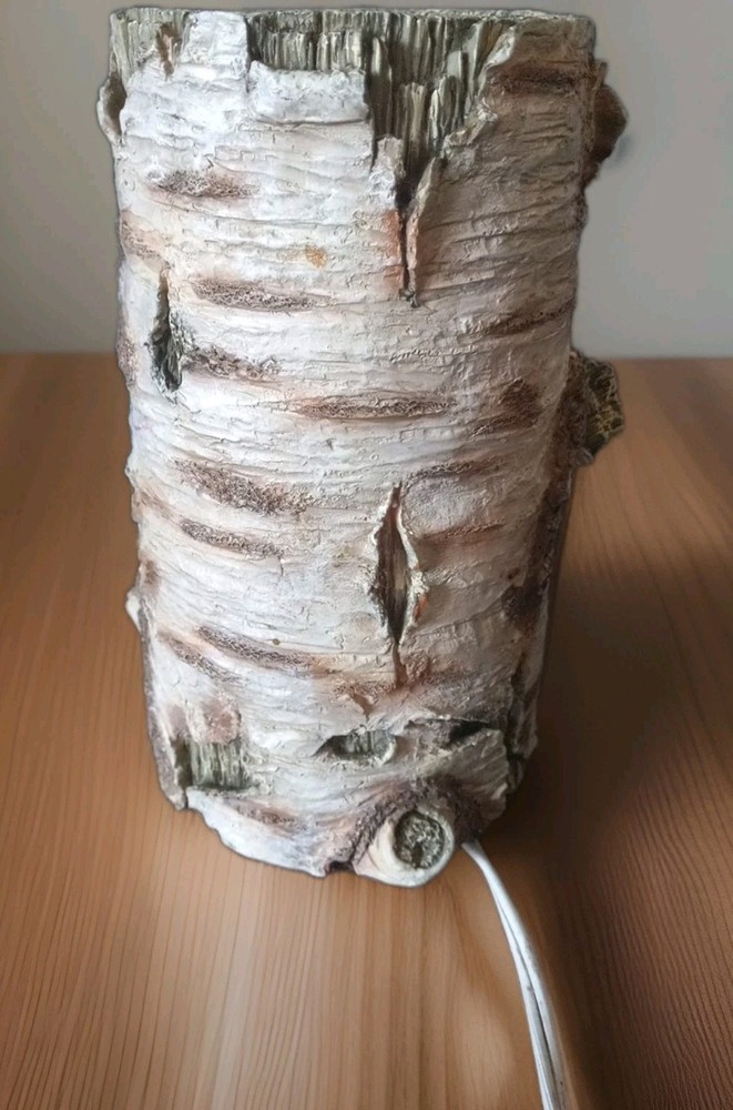 Vintage Howling Wolf Birch Tree Silhouette Polyresin Night Light Lamp
