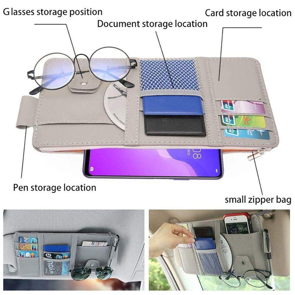 Car Sun Visor Organizer Auto Interior Pocket Holder for Documents and
