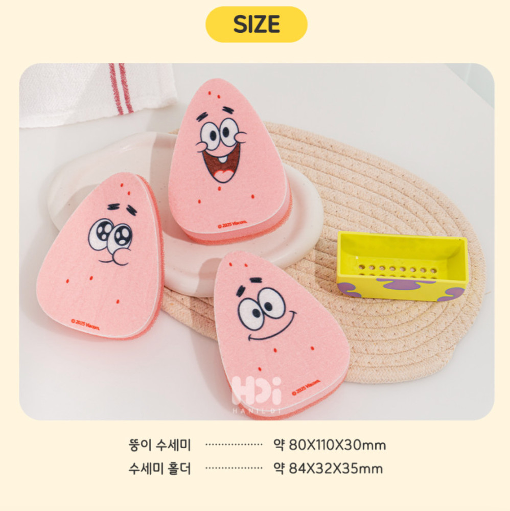 SpongeBob SquarePants Kitchen Sponge Set 3pcs with Holder Dish Cleaning Sponge