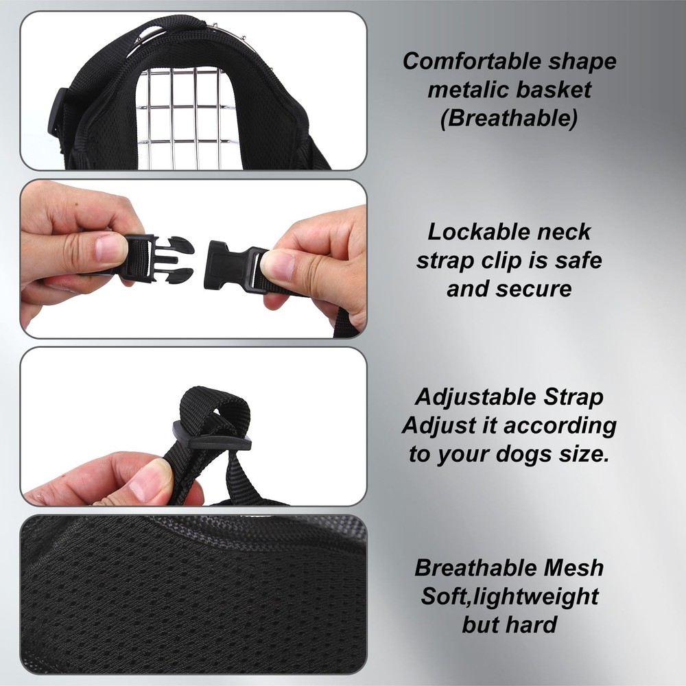Dog Muzzle Basket for Biting Metal Mask Secure Wire M, Transparent