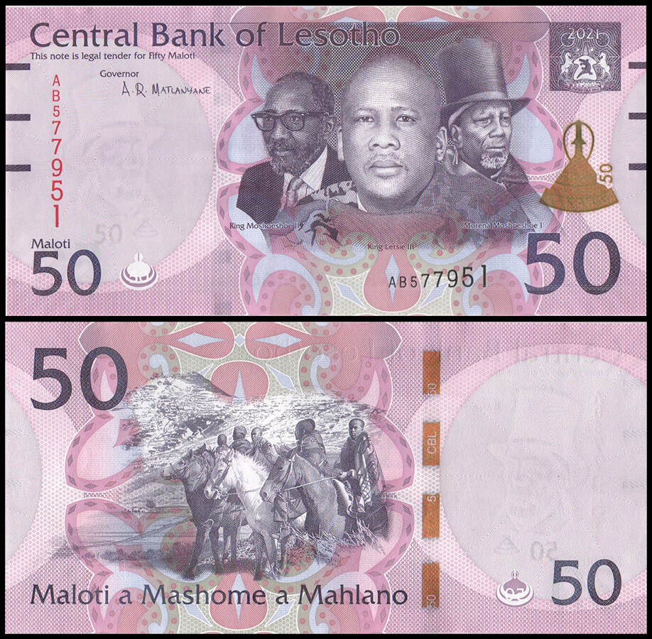 Lesotho 50 Maloti, 2021, P-28, UNC