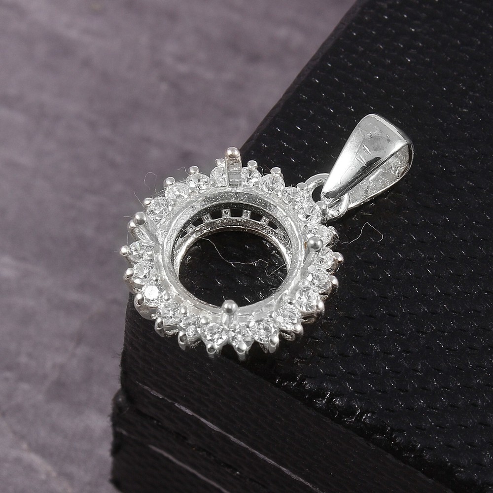 Sterling Silver Mount Pendant Stone Setting Size 9X9 MM Round Pendant Setting