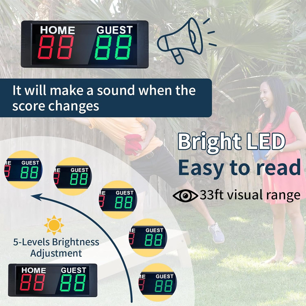 Portable Digital Scoreboard, Tabletop Electronic Scoreboard with Remote, 1 Count