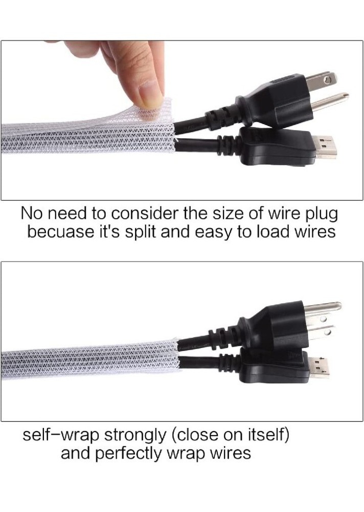 10ft – 1 inch Cable Management Sleeve Wire Loom Cord Protector – Self Wrap Cable