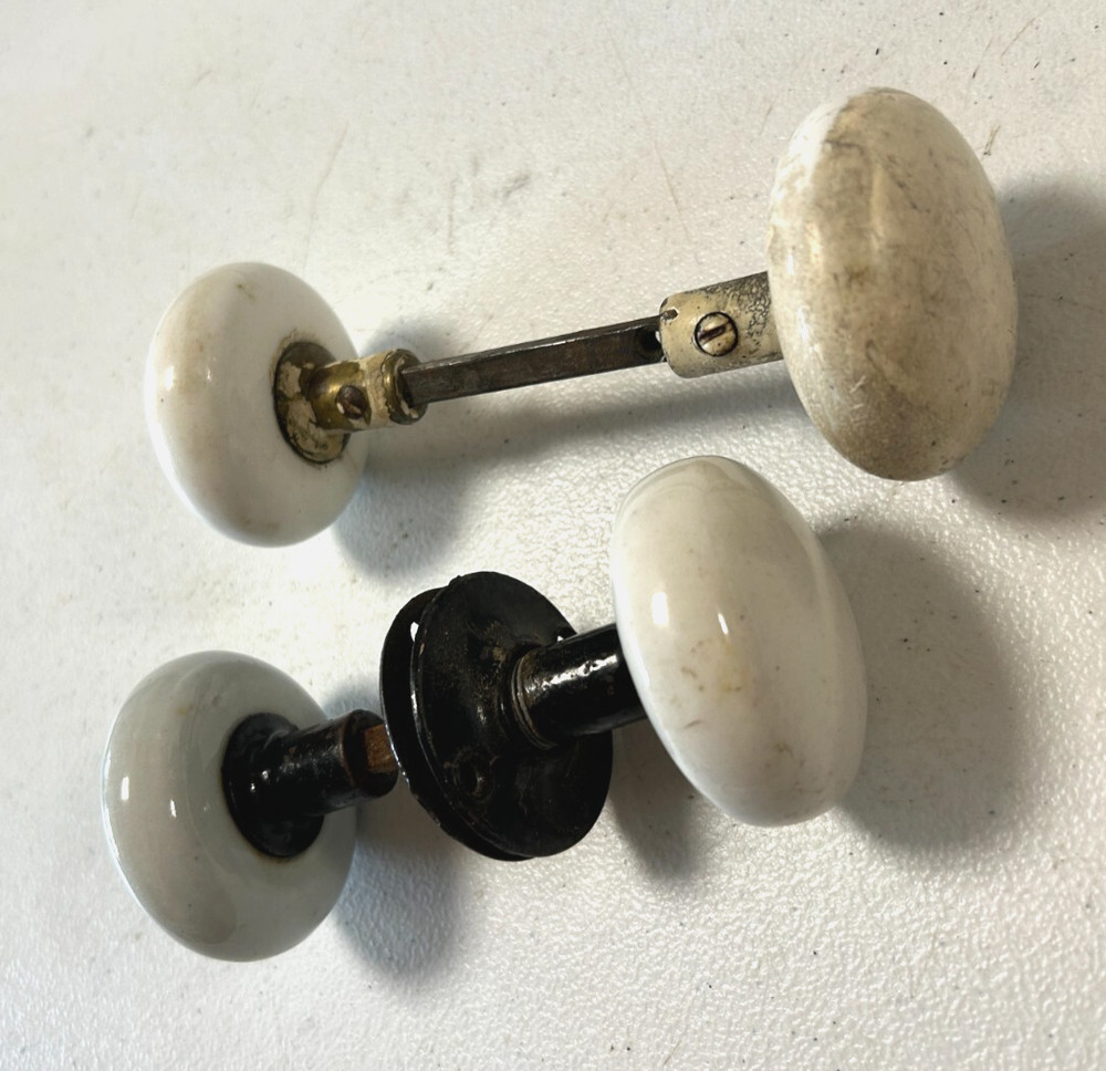 Vintage Porcelain White Door Knobs