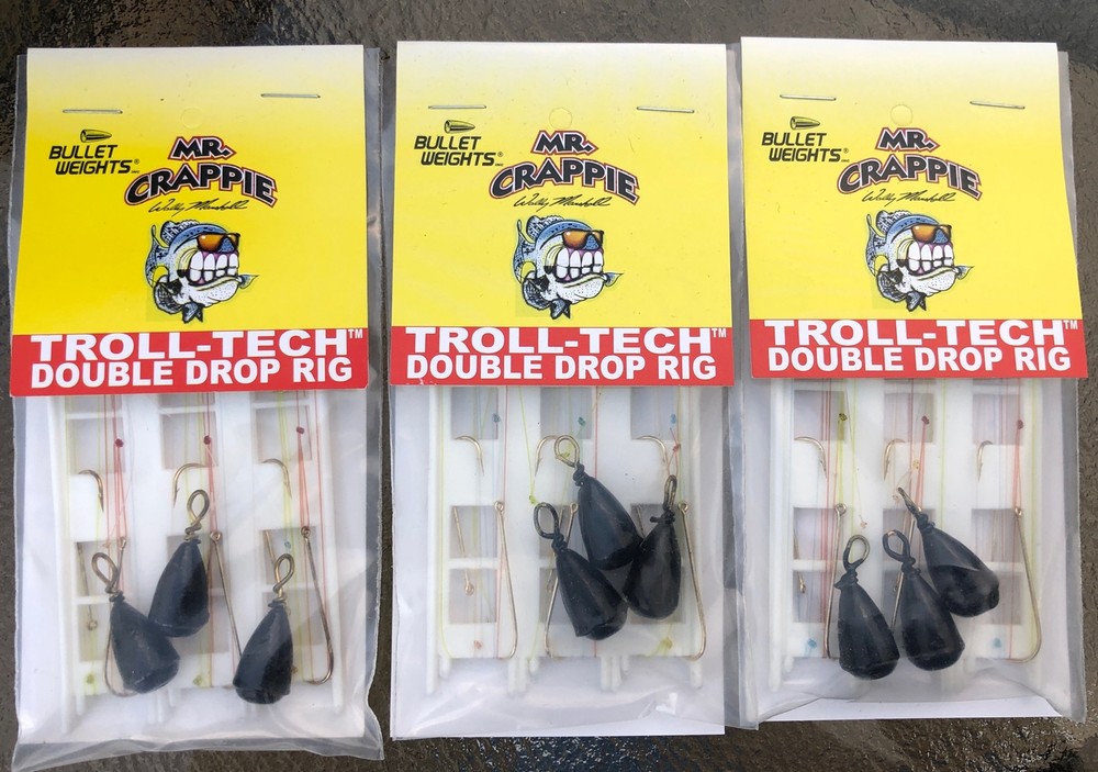9 Mr. Crappie Troll- Tech Double Drop Rig Hooks 1/2oz