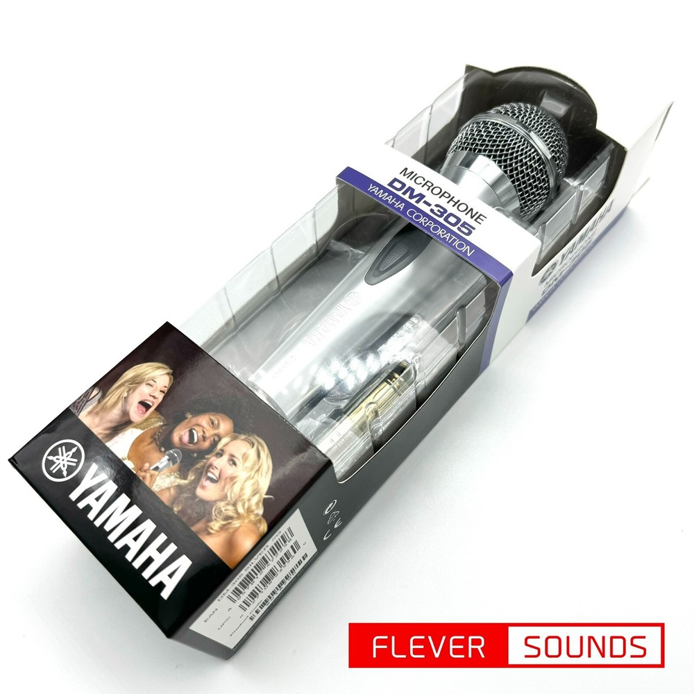 Yamaha DM-305 Dynamic Microphone Silver Super Cardioid ON/OFF Switch with Cable