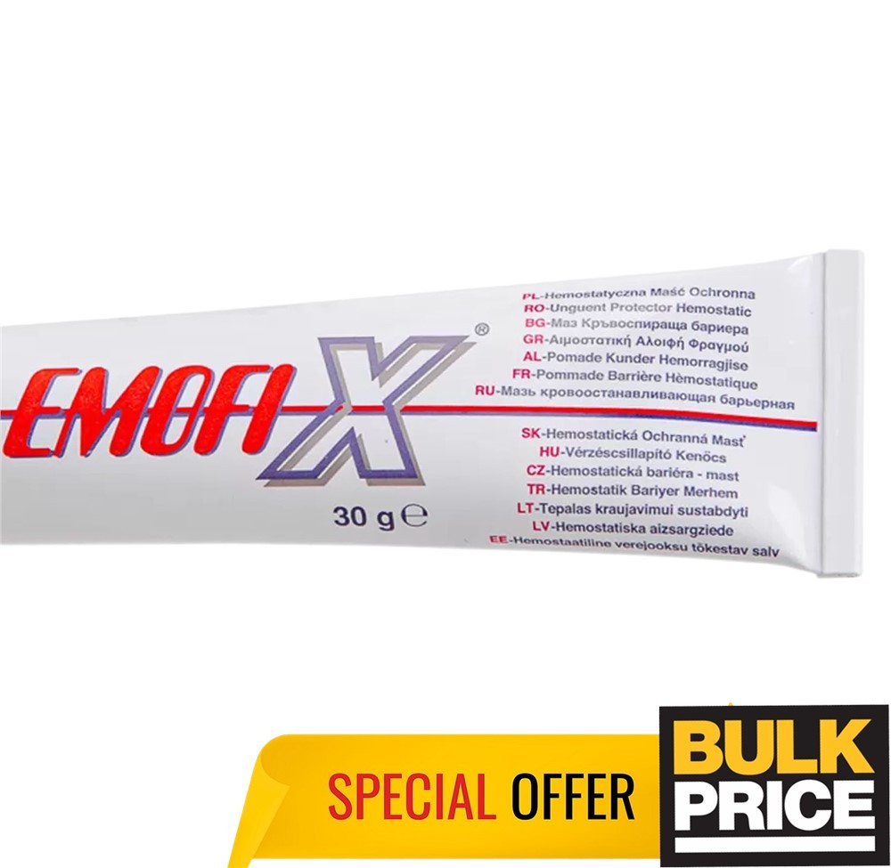 Emofix Hemostatic Ointment Protective Barrier Action Stops Bleeding 30G 2-Pack