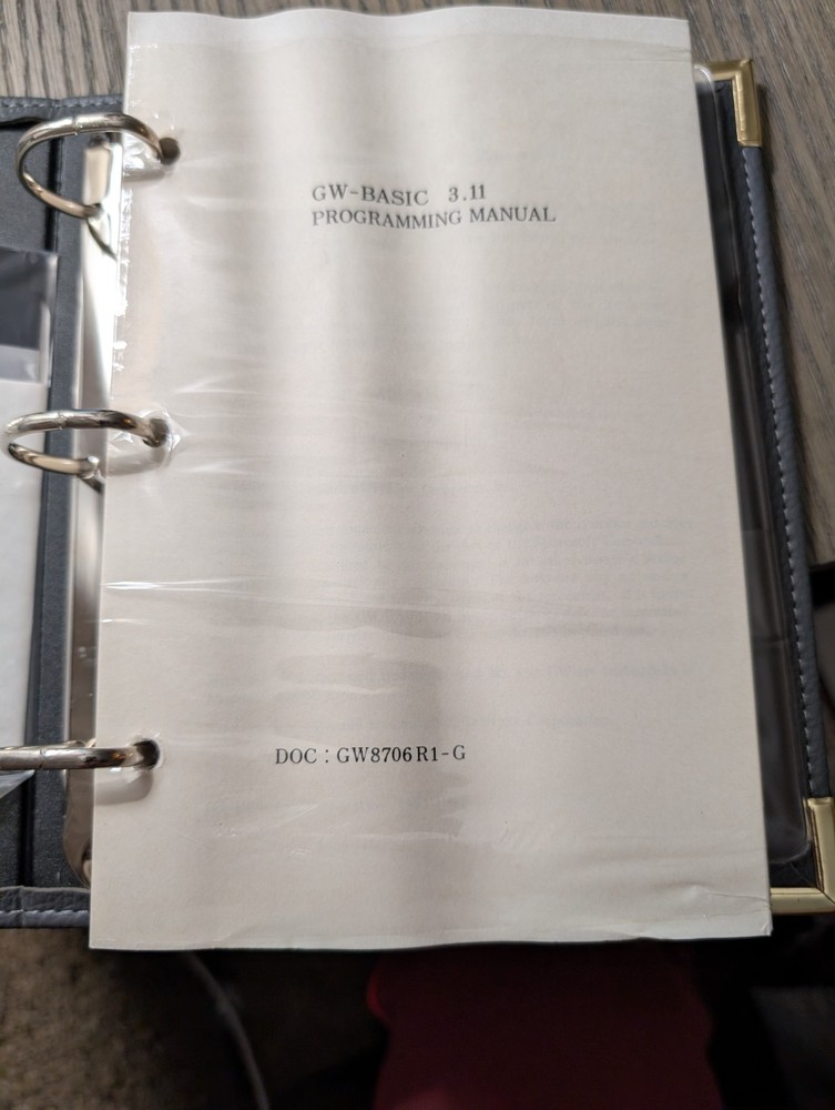 GW-BASIC 3.11 Binder Set–Programming Manual & 5.25" + Floppy Disk (1987, Sealed)