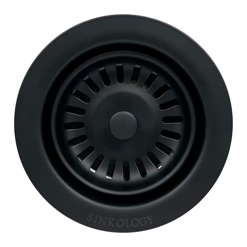 Sinksense Kitchen Sink Disposal Flange Drain with Stopper in Matte Black
