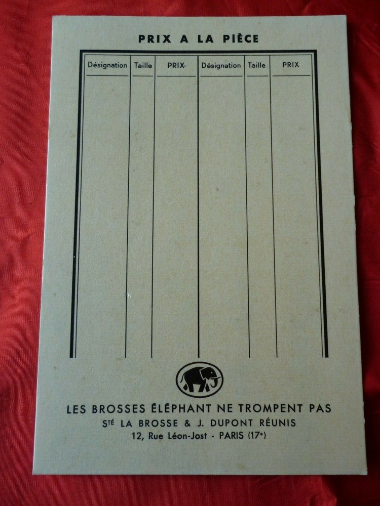 retro-collection-old label THE ELEPHANT BRUSHES DO NOT DECEIVE