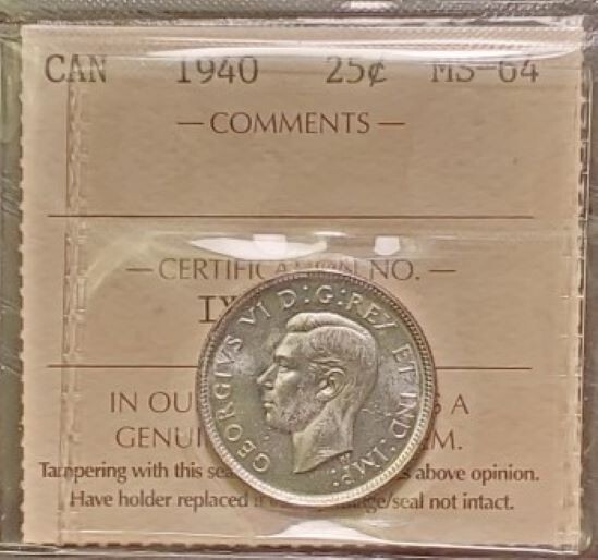 1940 25 CENT ICCS MS64