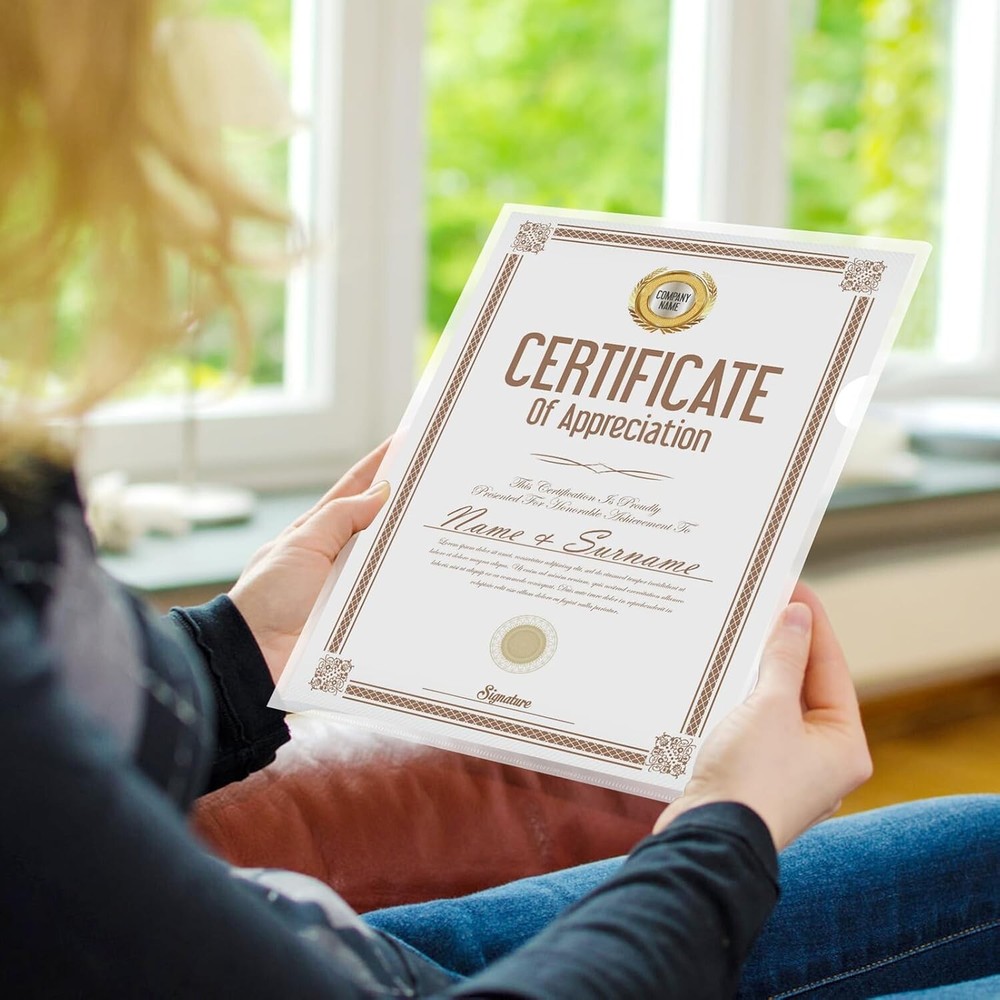 12PCS Plastic File Folder Clear Project Pocket Transparent Document Paper Jacket