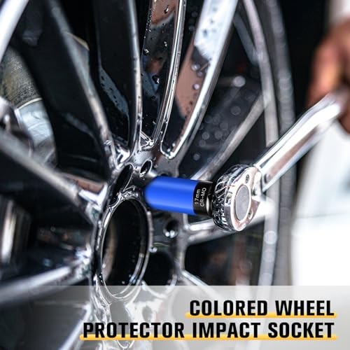 17mm 1/2" Drive Wheel Protector Impact Socket, Non-Marring Lug Nut Thin Wall