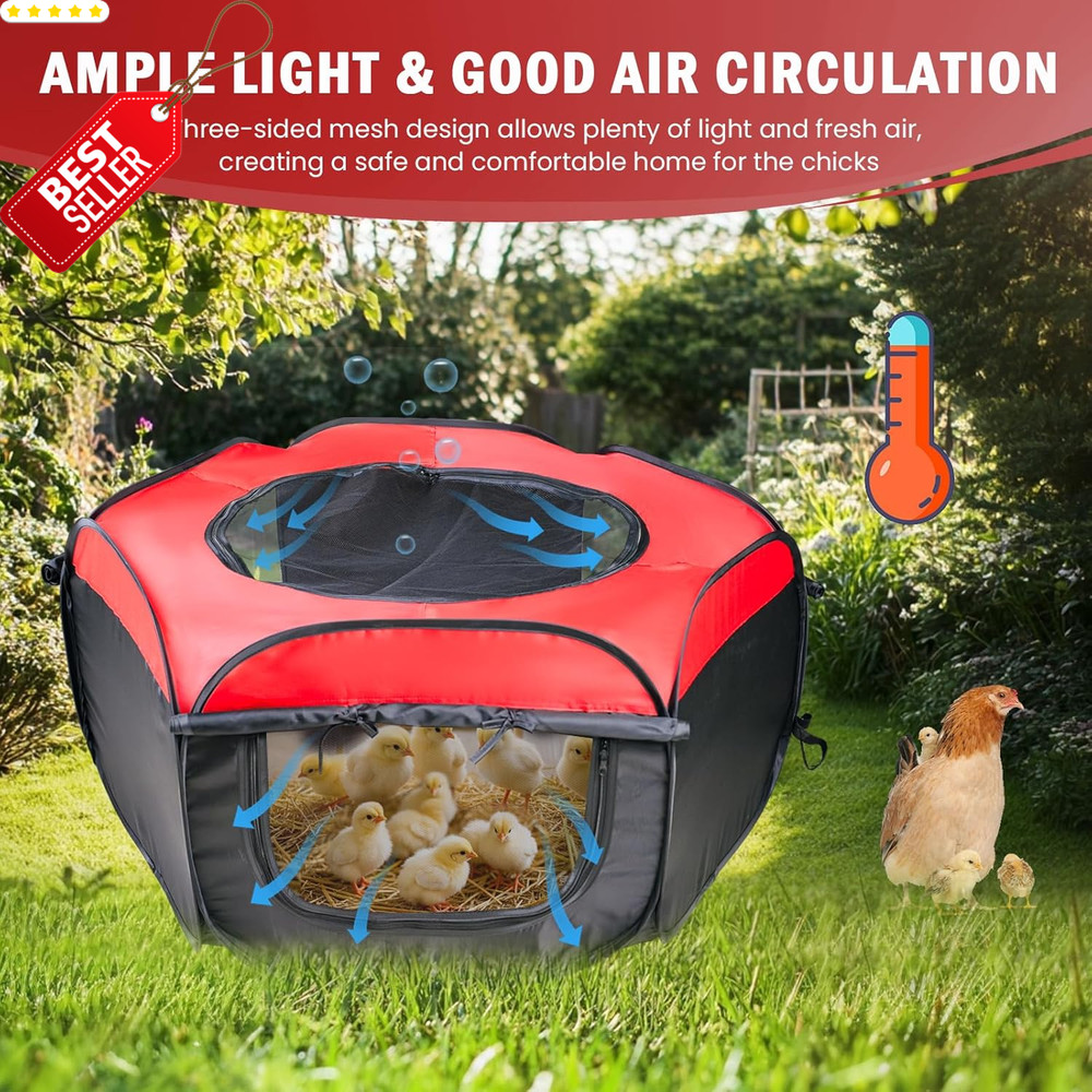 Chick Brooder Box Kit Up to 15 Chick Duck Quail Red Brooding Pen - US