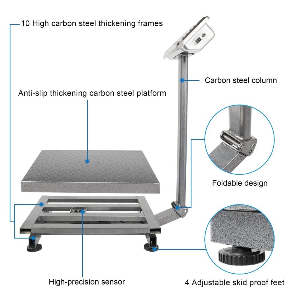 661lbs Electronic Platform Scale Stainless Steel High-Definition LCD Display