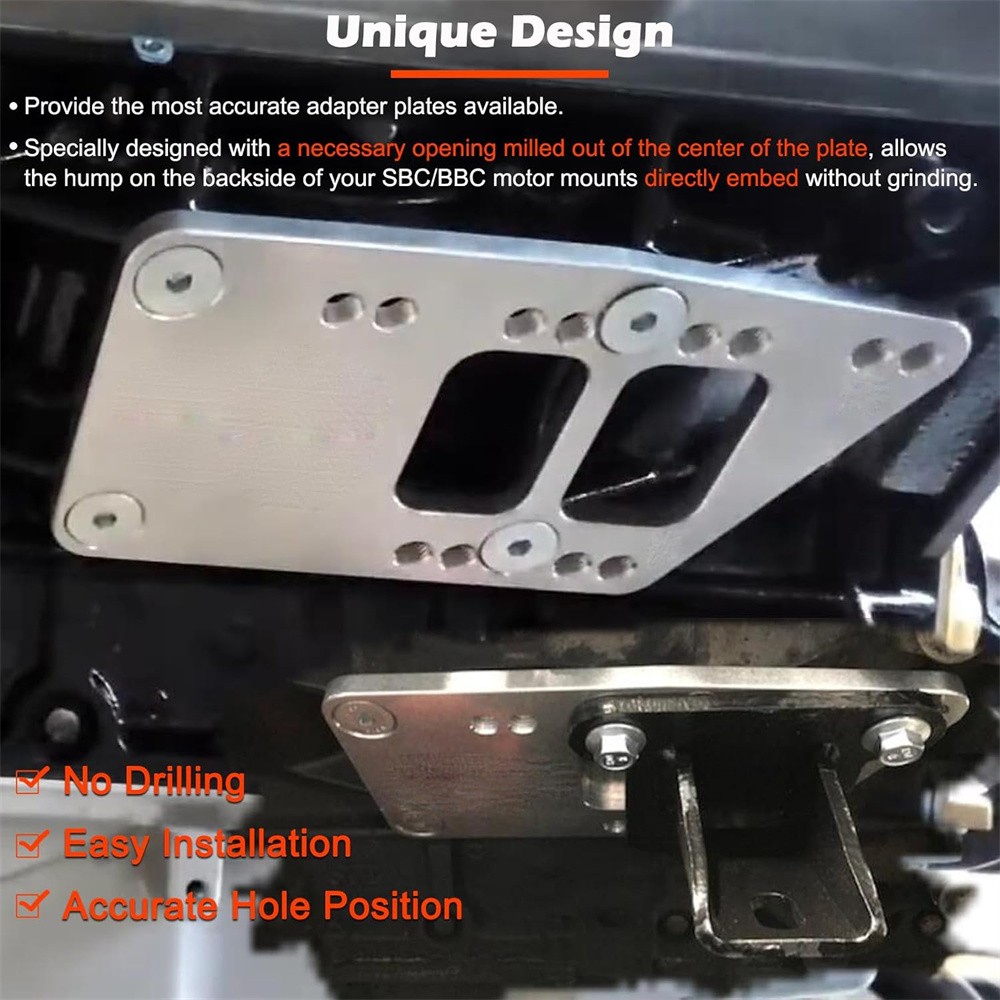 New Silver Engine Mounts Adapter Plates For LS Swap LS1 LS2 LS3 Motor Mount