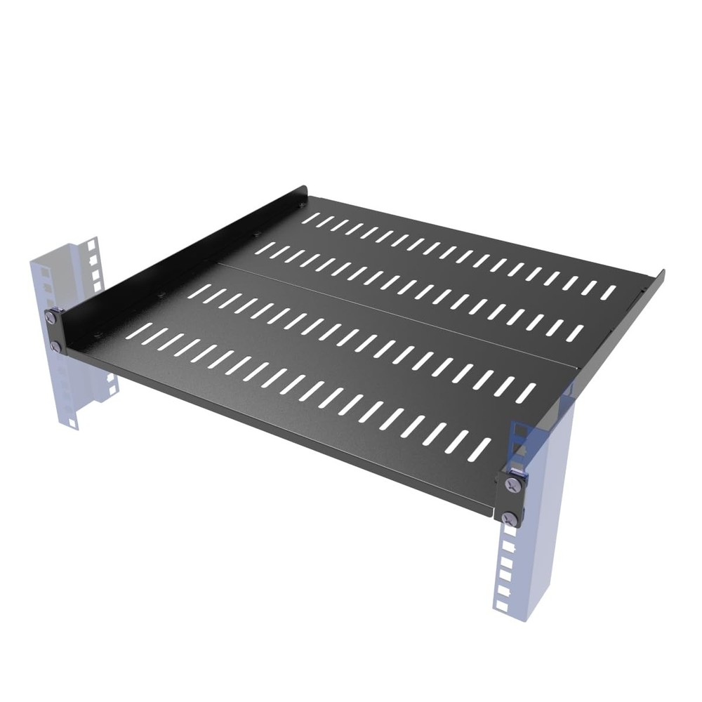 1U Server Rack Shelf, Universal Vented Rack Mount Cantilever Tray Deep Adjust...