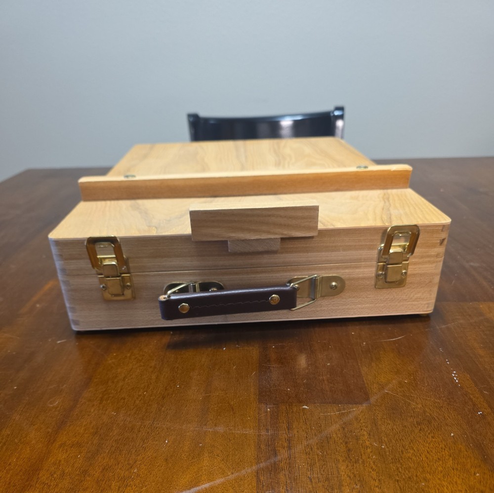 Wooden Folding Easel Pull Out Tray With Handle Latching
