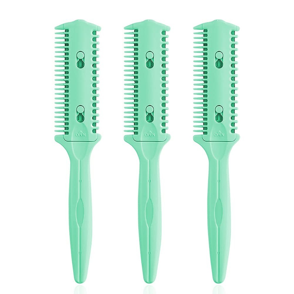 3 Pack Double Sided  Haircut Razor Comb Split Ends Trimmer Styler Green