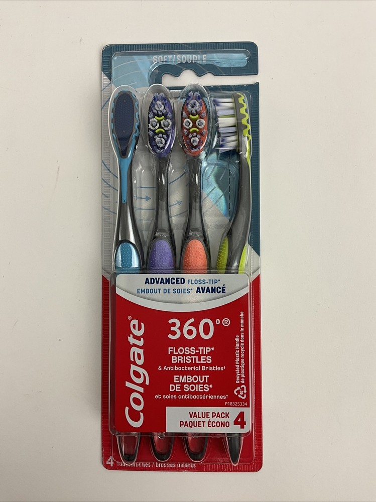 COLGATE 360 Total Advanced Floss-Tip Bristles Toothbrush Soft - 4ct